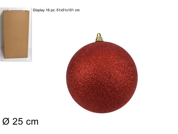 Palla 25cm Glitterata Rossa.