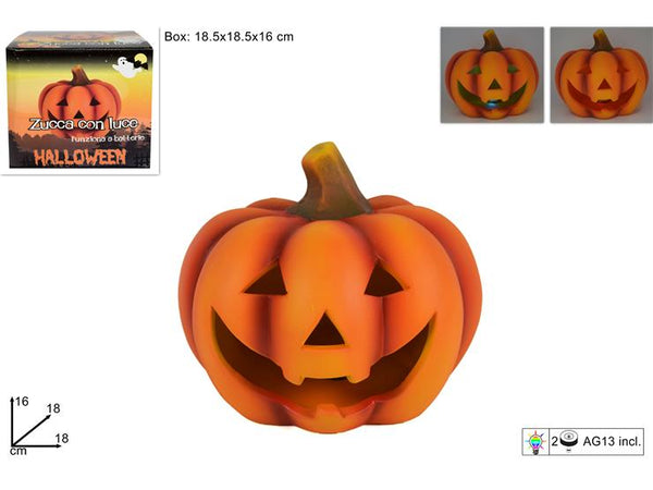 Zucca Halloween 18 cm con Luce Batteria.