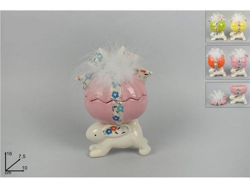 Coniglio con uovo in ceramica 10cm