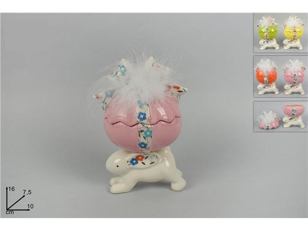 Coniglio con uovo in ceramica 10cm