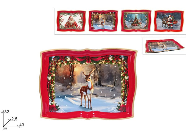 Vassoio Plastica 43x32cm con decoro Natalizio 4 Assortimenti