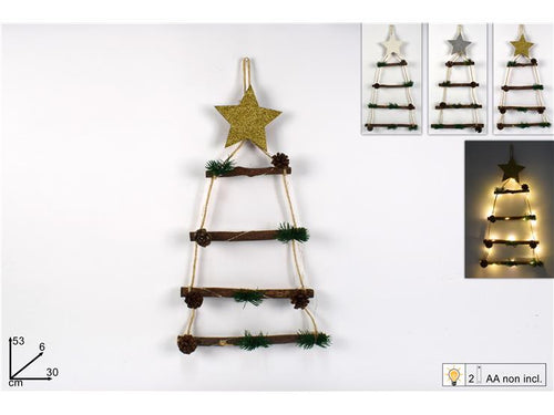 Appendino albero tronchetti legno con luci