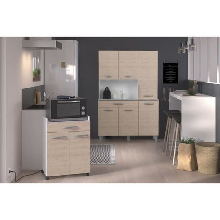 Carrello OSLO 60 cm - 1 cassetto e 1 anta - L 60 x P 44 x H 81 cm - Colore rovere