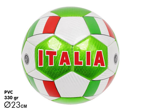 PALLONE CUOIO CALCIO ROSSO ITALIA METALLIZZATO