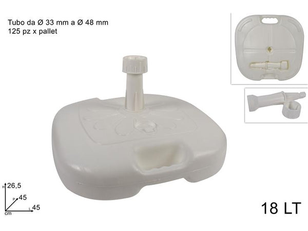 Base Ombrellone in Plastica 18LT Quadrata Bianca