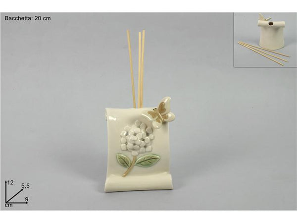 Diffusore profumo pergamena con farfalla fiore verde