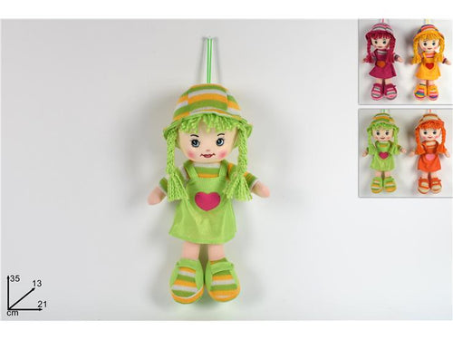 Bambola Peluche Vestito con Cuore 35cm 4 Assortimenti