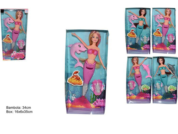Bambola Sirena Con Delfino Assortito