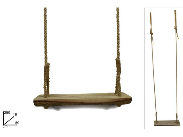 Altalena Legno Tronco Corde Juta