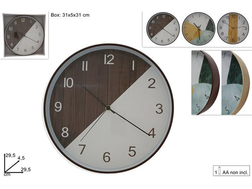 Orologio Muro Effetto Legno 3 Assortimenti 2 Colori