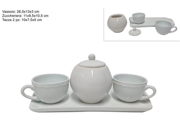 Set Caffè con Vassoio Bianco