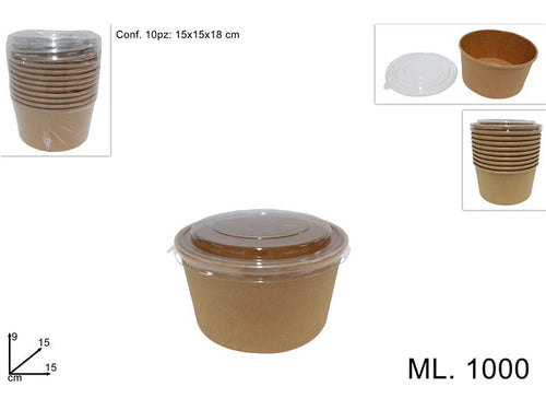 Contenitori Monouso 1000ml con Coperchio Set da 10 Pezzi