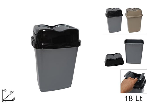 Pattumiera 18lt con Coperchio 2 Ante Basculante 2 Colori