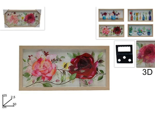 Quadro Rettangolare 3D con Fiori 4 Assortimenti