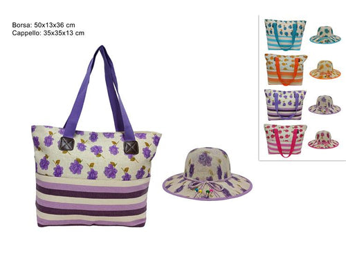 Borsa Mare in Paglia Fantasia Fiori 4 Colori