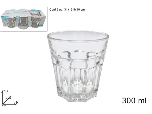 Bicchieri Vetro set 6 Pezzi 300ml