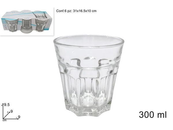 Bicchieri Vetro set 6 Pezzi 300ml