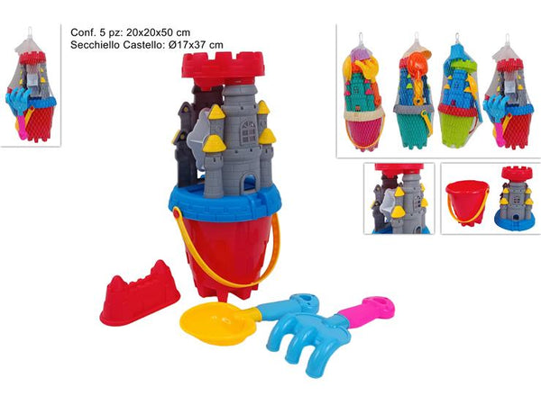 Secchiello Castello 17cm con Mulino Set 5 Pezzi con Accessori Assortiti