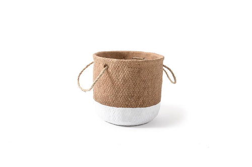 Vaso in Cemento con Manici in Corda Grande Diametro 18xH16,5cm