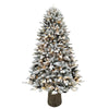 Albero di Natale Innevato con base tronco e luci led Marmolada in PE Effetto Real Touch + PVC + Flock