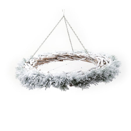 Ghirlanda tonda natalizia da appendere "Snow" con griglia in metallo