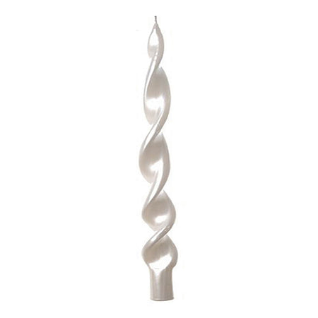 Candela Fiamma spirale lucida a cera Bianca decorazione natalizia