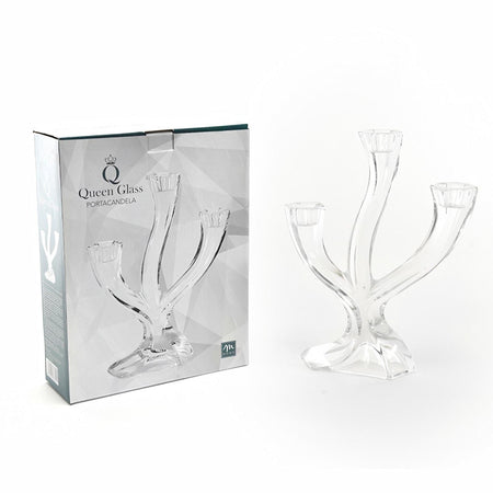 Portacandele in cristallo "Boheme" con 3 fuochi decorazione centrotavola 18 x 6 x h23,5 cm