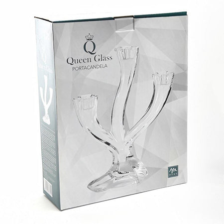 Portacandele in cristallo "Boheme" con 3 fuochi decorazione centrotavola 18 x 6 x h23,5 cm