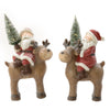 Babbo natale su renna decorazione natalizia con luci da 46 cm