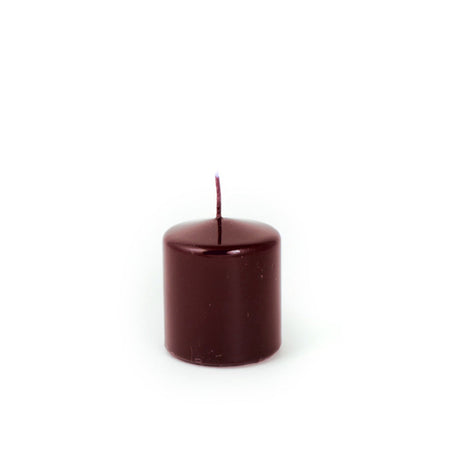 Candela cilindrica decorata "Pillar Lucid" bordeaux decorazione natalizia