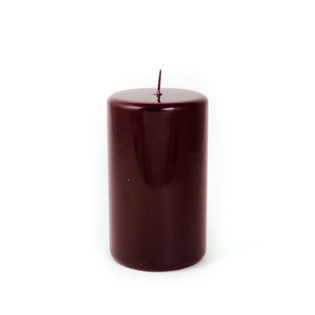 Candela cilindrica decorata "Pillar Lucid" bordeaux decorazione natalizia