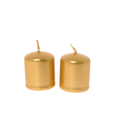 Candela cilindrica decorata Pillar Lucido decorazione natalizia Ø 4 cm 2 pezzi