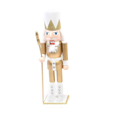 Statuetta Soldatino schiaccianoci natalizio "Gold" in legno h 36 cm