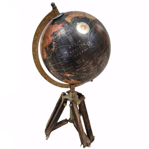 Mappamondo Metallic con piedistallo in legno decorazione per Ufficio e Cameretta