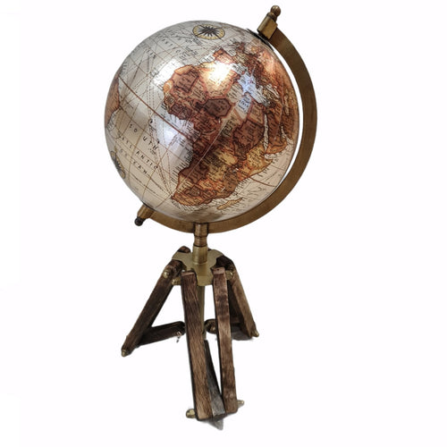 Mappamondo Metallic con piedistallo in legno decorazione per Ufficio e Cameretta