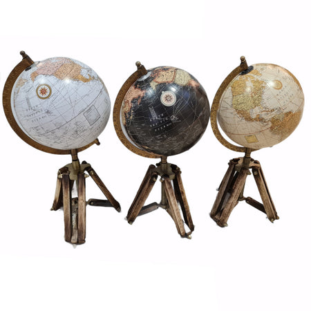 Mappamondo con piedistallo in legno girevole sull'asse decorazione per Ufficio e Cameretta h 45 cm