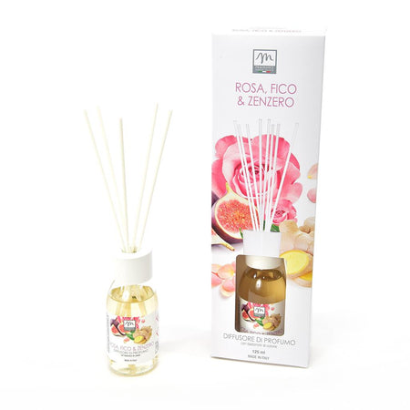 Diffusore di Essenza con Bacchetti in Cotone 125ml Rosa-Zenzero