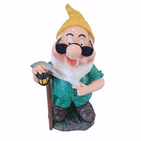 Sette nani in poliresina da giardino nanetti di Biancaneve per aiuola h 40 cm