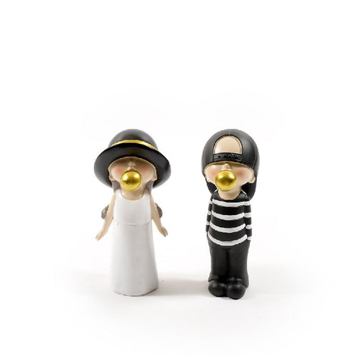 "Teo e Tea" in resina 6.5x10xH19cm