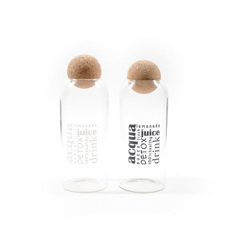 Barattolo in Vetro Borosilicato con Tappo in Sughero 1000ml Diametro 9xH23.5cm Decori Assortiti