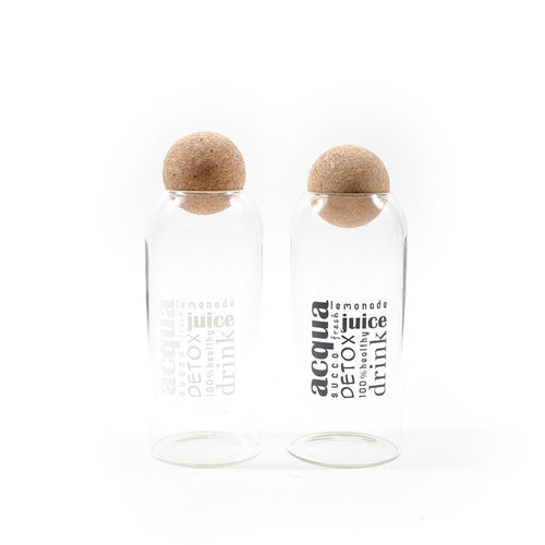 Barattolo in Vetro Borosilicato con Tappo in Sughero 1000ml Diametro 9xH23.5cm Decori Assortiti