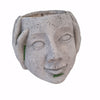 Statua decorativa Faces testa con vaso da giardino per veranda in Cemento