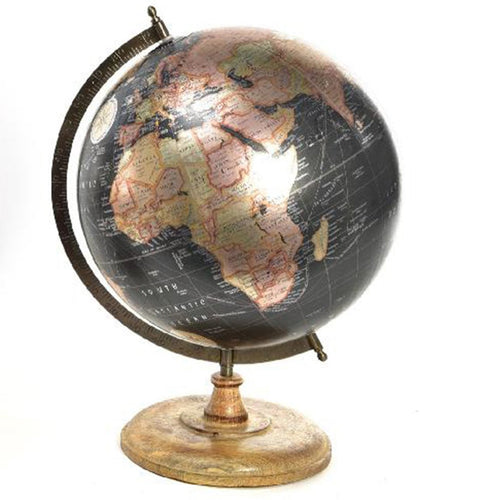 Mappamondo Metallic con piedistallo in legno decorazione per Ufficio e Cameretta