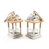 Lanterna decorativa in legno Beach con portacandela decorato h 30 cm