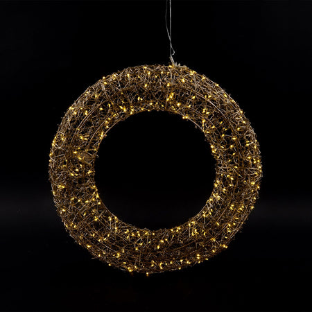 Ghirlanda tonda natalizia "Supreme" in metallo con led a luce calda