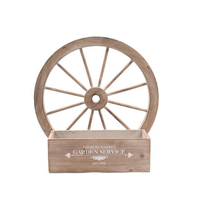 Fioriera con ruota in legno per fiori e piante da giardino e esterno