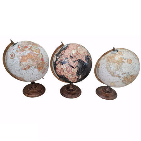 Mappamondo decorativo per scrivania con piedistallo in legno h 42 cm