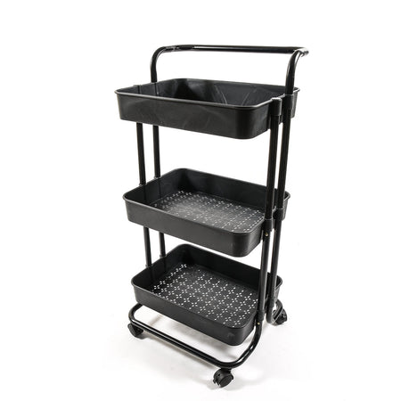 Carrello in metallo e plastica con 3 ripiani e ruote scaffale multiuso da 85 cm