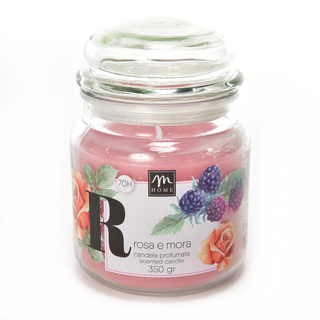 Candela in Barattolo Vetro Rose e More Selvatiche con Espositore a Strappo