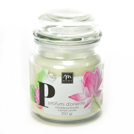 Candela Barattolo in Vetro Profumi d'Oriente con Espositore a Strappo